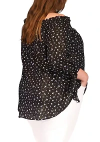 Plus Off the Shoulder Printed Top