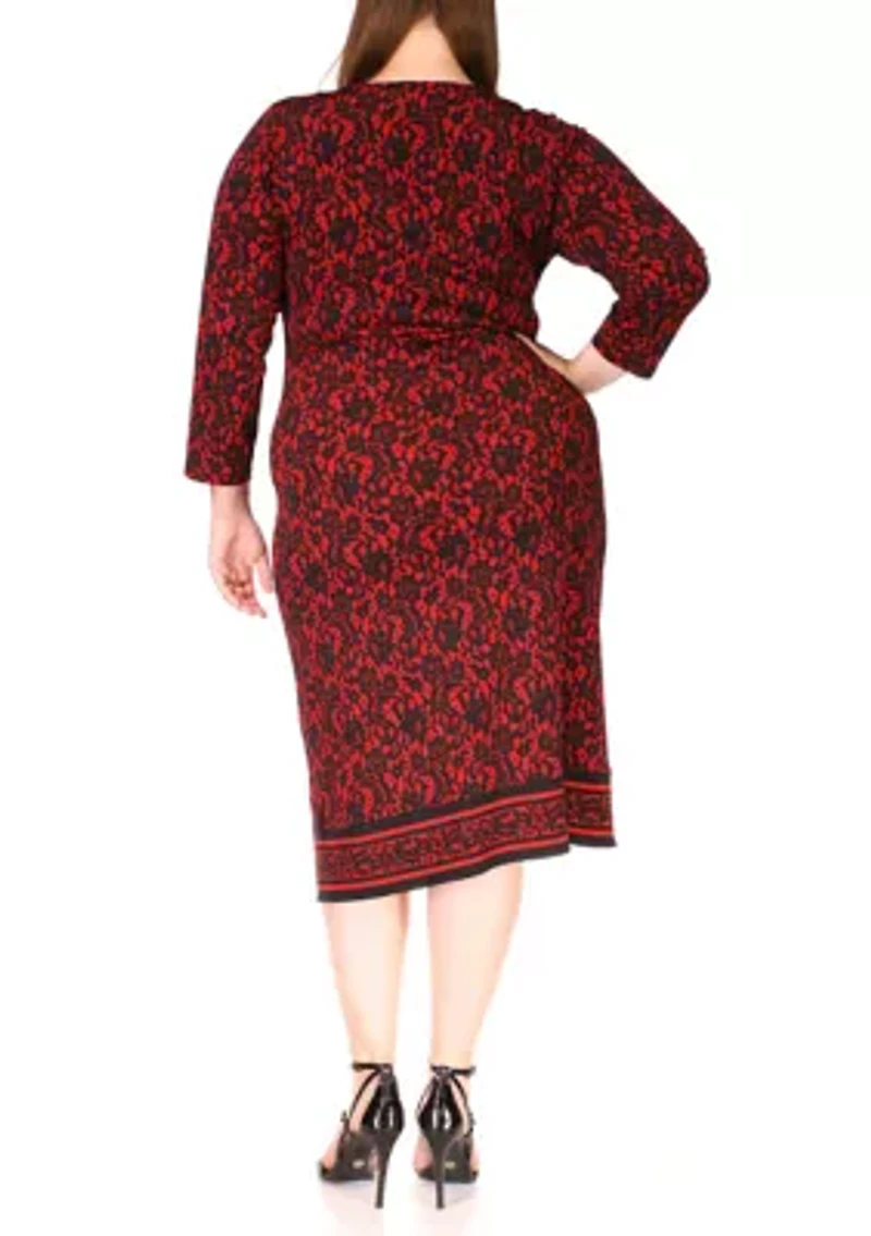 Plus Lace Border Midi Dress