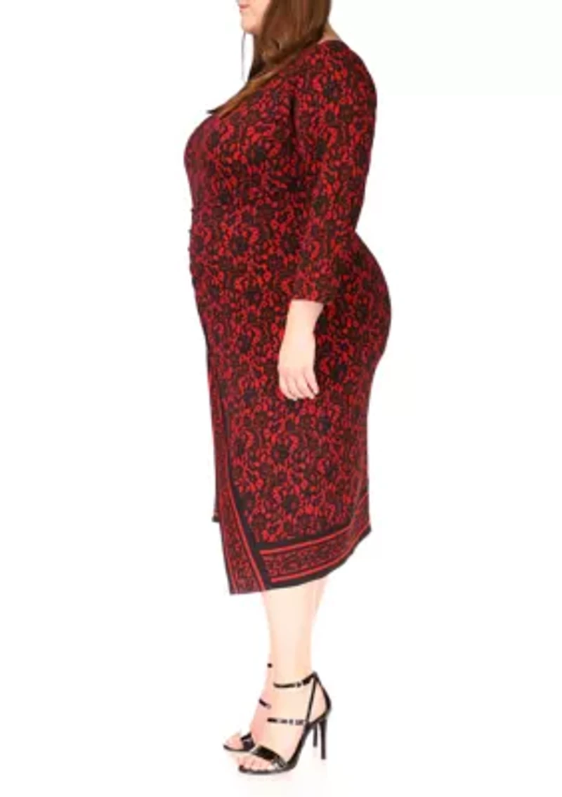 Plus Lace Border Midi Dress