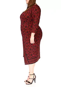 Plus Lace Border Midi Dress
