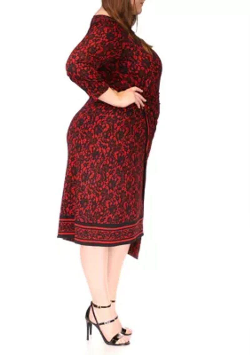 Plus Lace Border Midi Dress
