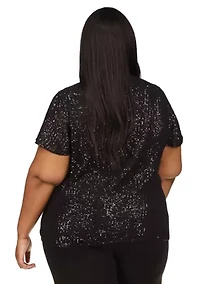 Plus Sequin Short Sleeve Top