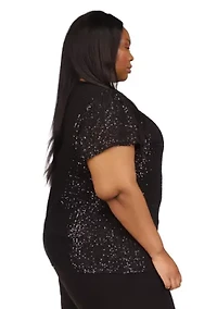 Plus Sequin Short Sleeve Top