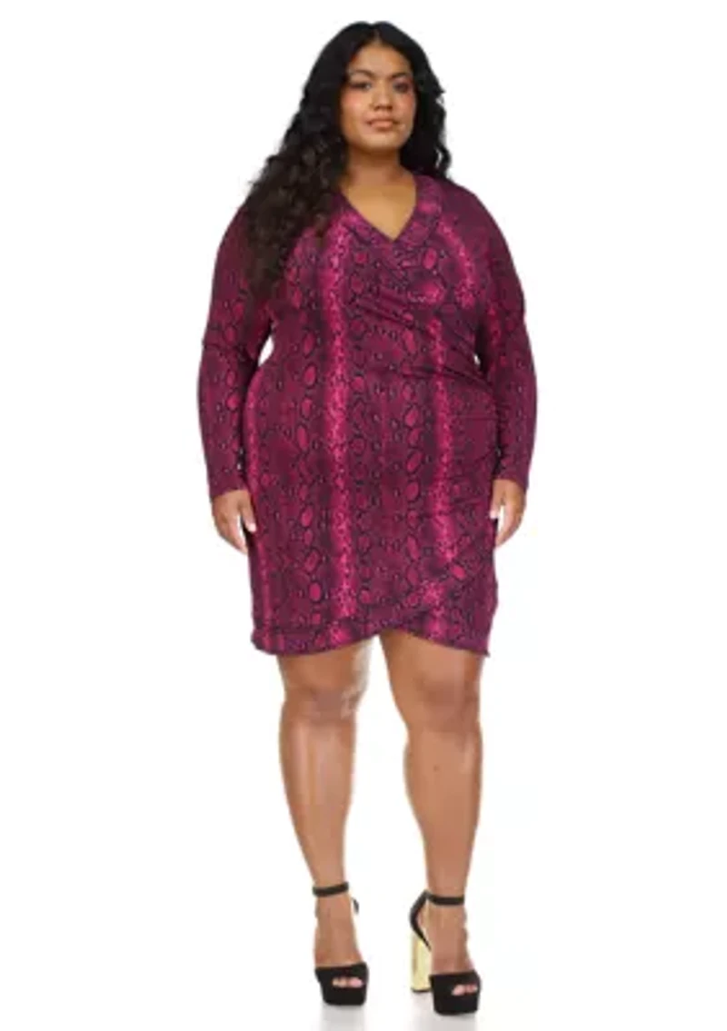 Plus Crossover Border Mini Dress