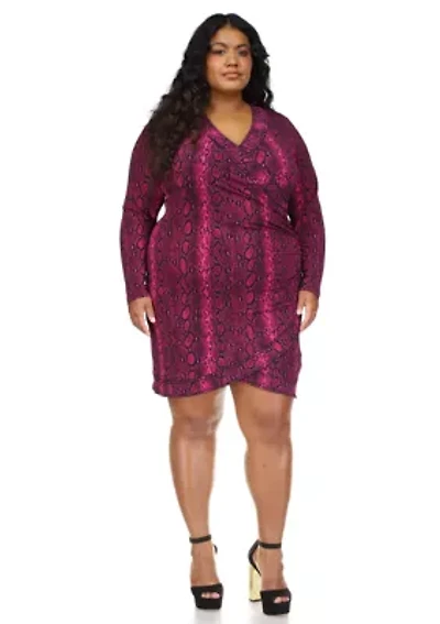 Plus Crossover Border Mini Dress