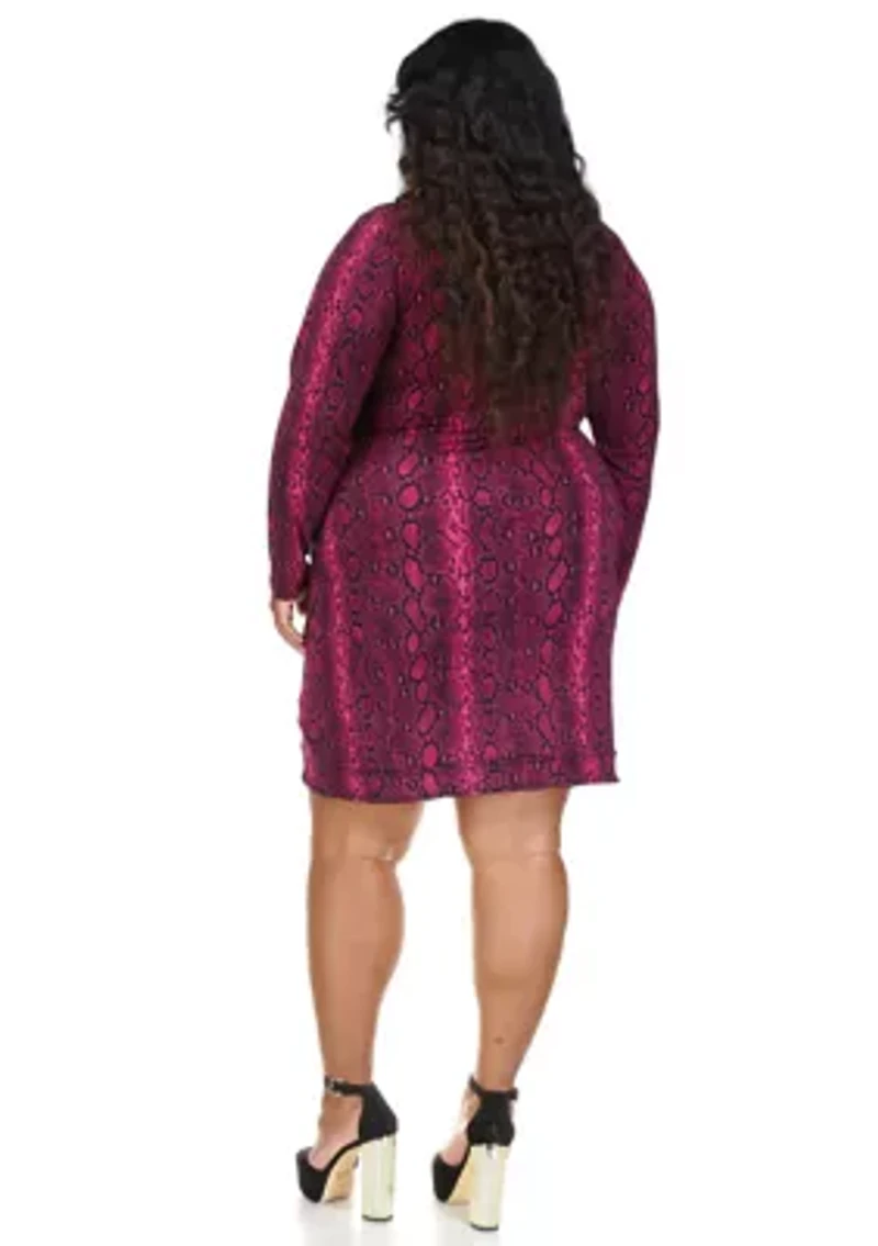 Plus Crossover Border Mini Dress