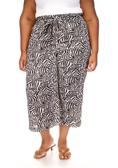 Plus Zebra Printed Belted Pants