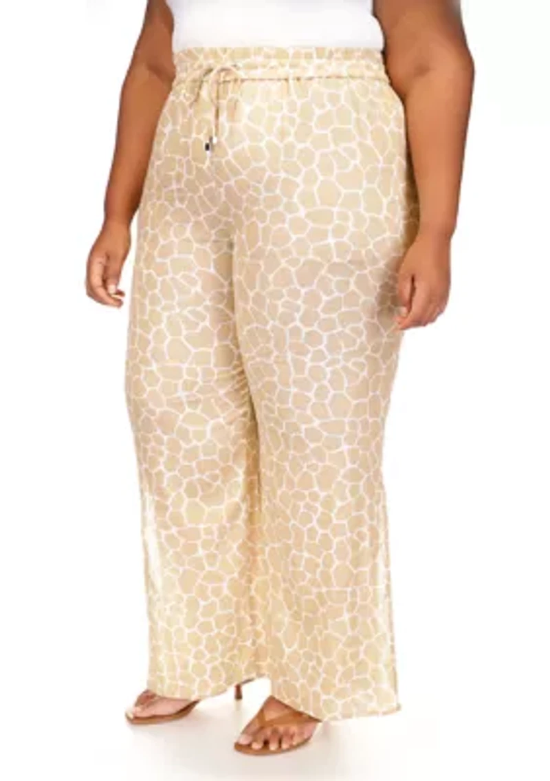 Plus Printed High Slit Pants