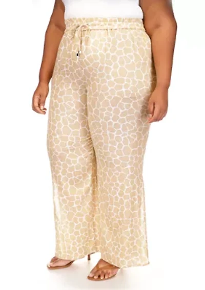 Plus Printed High Slit Pants