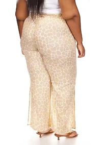 Plus Printed High Slit Pants
