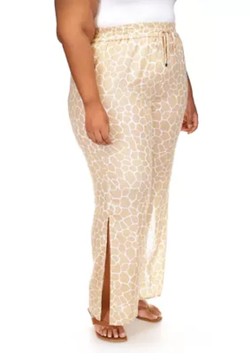 Plus Printed High Slit Pants