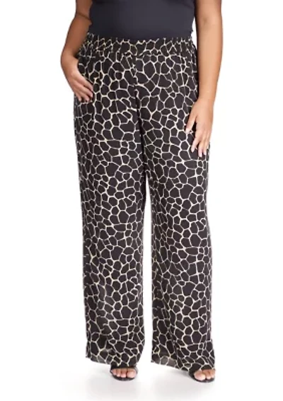 Plus Giraffe Printed Pull On Pants