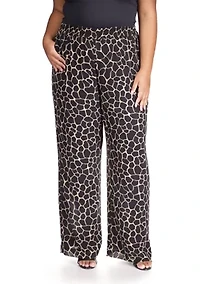 Plus Giraffe Printed Pull On Pants