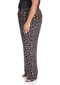Plus Giraffe Printed Pull On Pants