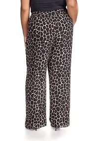 Plus Giraffe Printed Pull On Pants