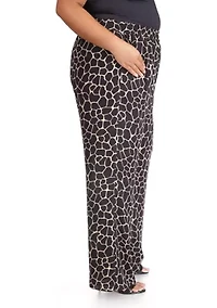 Plus Giraffe Printed Pull On Pants