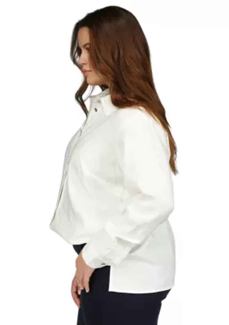 Plus Linen Long Sleeve Shirt
