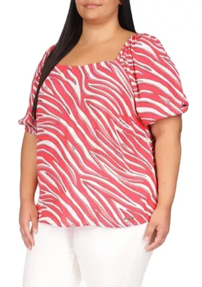 Plus Zebra Square Neck Top