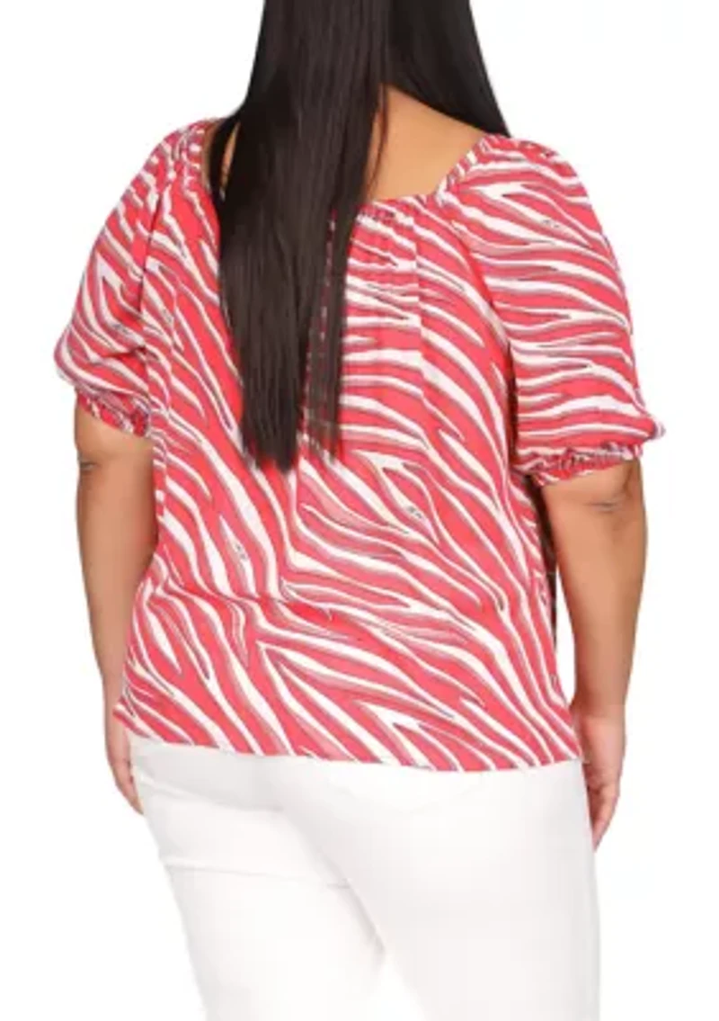 Plus Zebra Square Neck Top