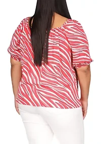 Plus Zebra Square Neck Top
