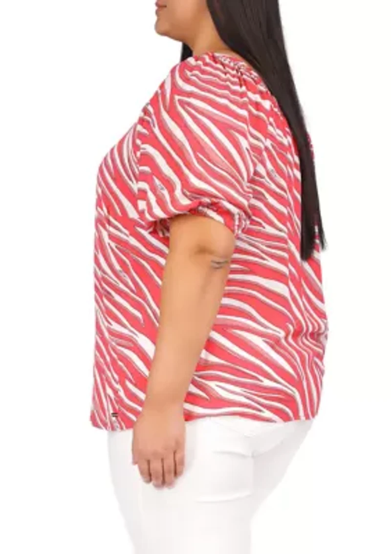 Plus Zebra Square Neck Top