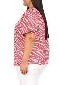 Plus Zebra Square Neck Top