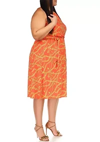 Plus Sleeveless Chain Neck Midi Dress