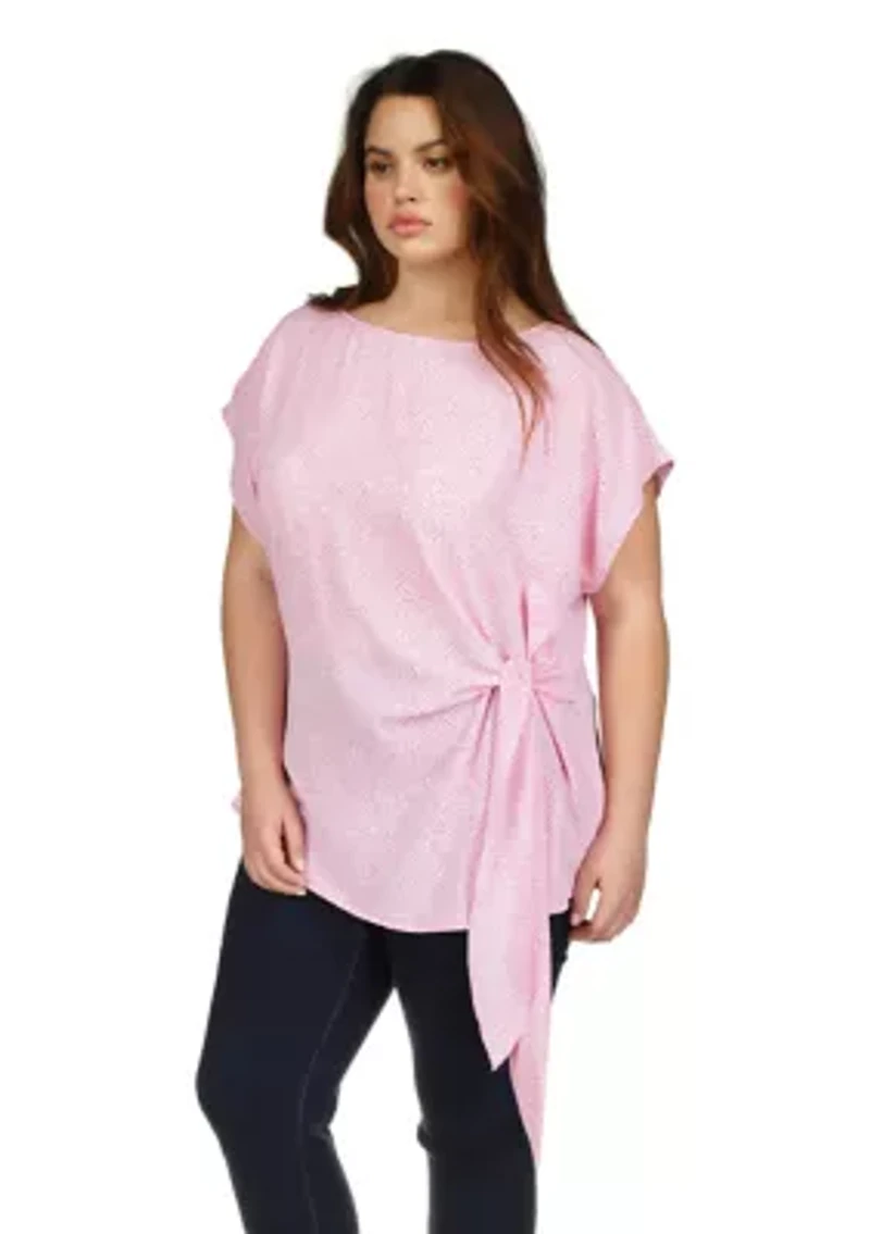 Plus Printed Side Tie Top