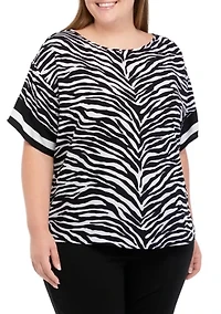 Plus Zebra Border Top