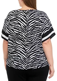 Plus Zebra Border Top