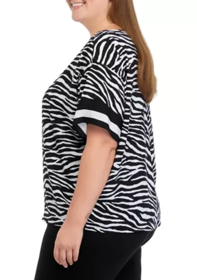 Plus Zebra Border Top