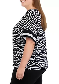 Plus Zebra Border Top