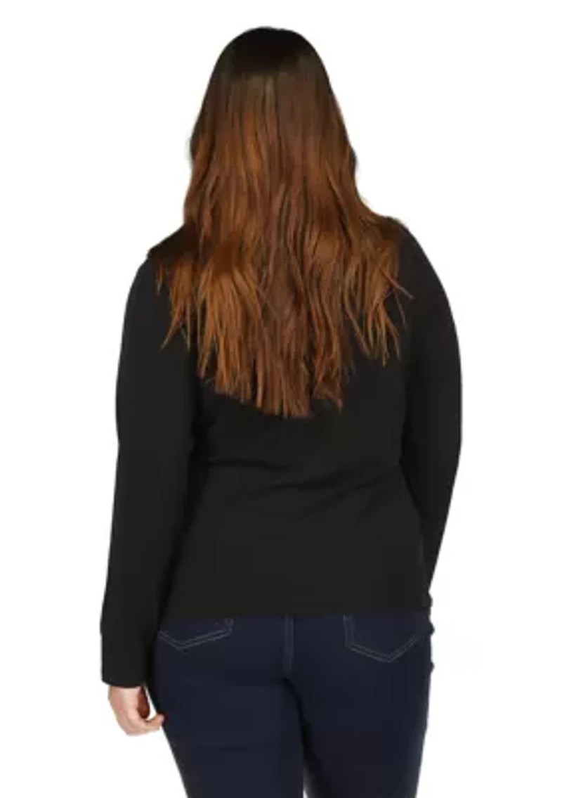 Plus Chain Neck Long Sleeve Top