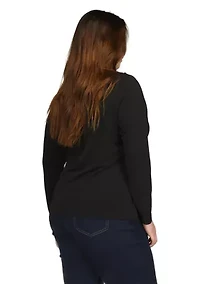 Plus Chain Neck Long Sleeve Top