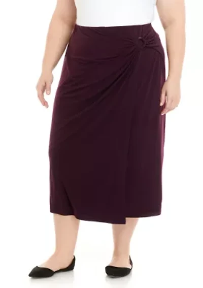 Plus Knit Skirt with Metal Ring Detail