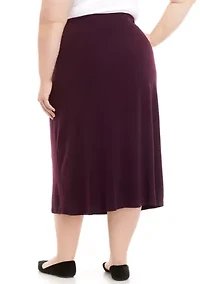 Plus Knit Skirt with Metal Ring Detail