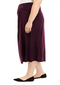 Plus Knit Skirt with Metal Ring Detail