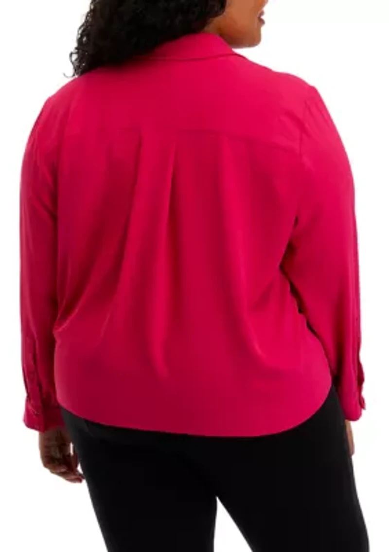 Plus Long Sleeve Wrapped Top
