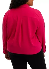 Plus Long Sleeve Wrapped Top