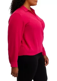 Plus Long Sleeve Wrapped Top