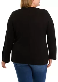 Plus Sweater with Cable Knit Sleeves