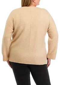 Plus Sweater with Cable Knit Sleeves
