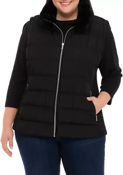Plus Vest with Fur Trim