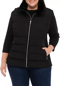Plus Vest with Fur Trim