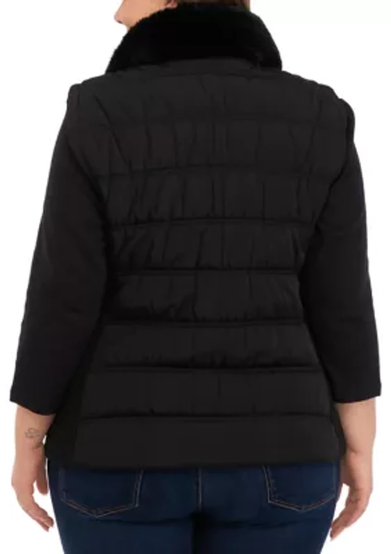 Plus Vest with Fur Trim