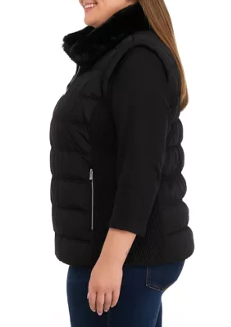 Plus Vest with Fur Trim