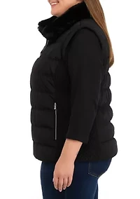 Plus Vest with Fur Trim