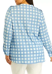 Plus Roll Tab Printed Shirt