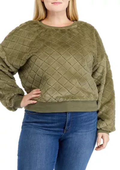 Plus Diamond Fur Crew Neck Sweater