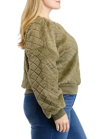 Plus Diamond Fur Crew Neck Sweater